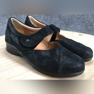 Finn Comfort Black Leather Mary Jane Comfort Shoes | Timeless Minimal